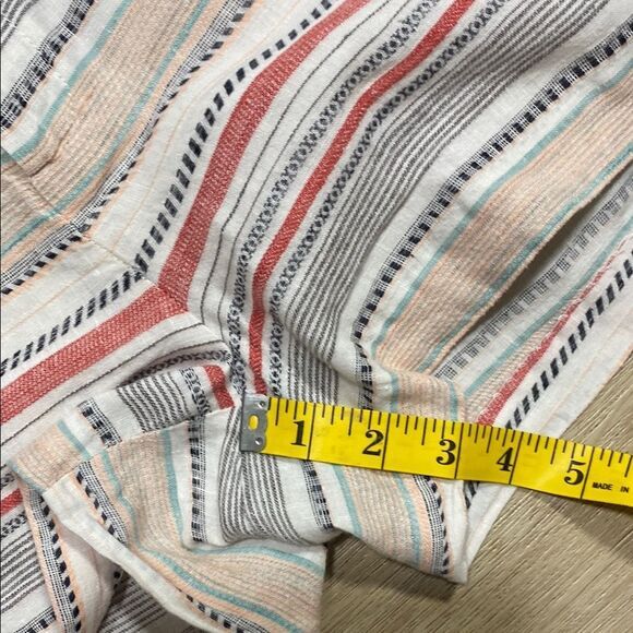Joie 100% Linen Merci Boho Striped Multicolor Shorts Size 6 - Picture 11 of 15